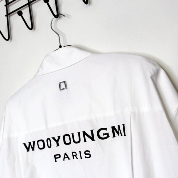 BNWT AW24 WOOYOUNGMI POPLIN BACK LOGO SHIRT 50 - Picture 5 of 15